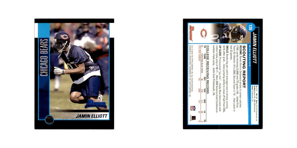 2002 Bowman Jamin Elliott RC Football Cards #126
