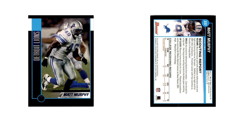 2002 Bowman Matt Murphy RC Football Cards #237