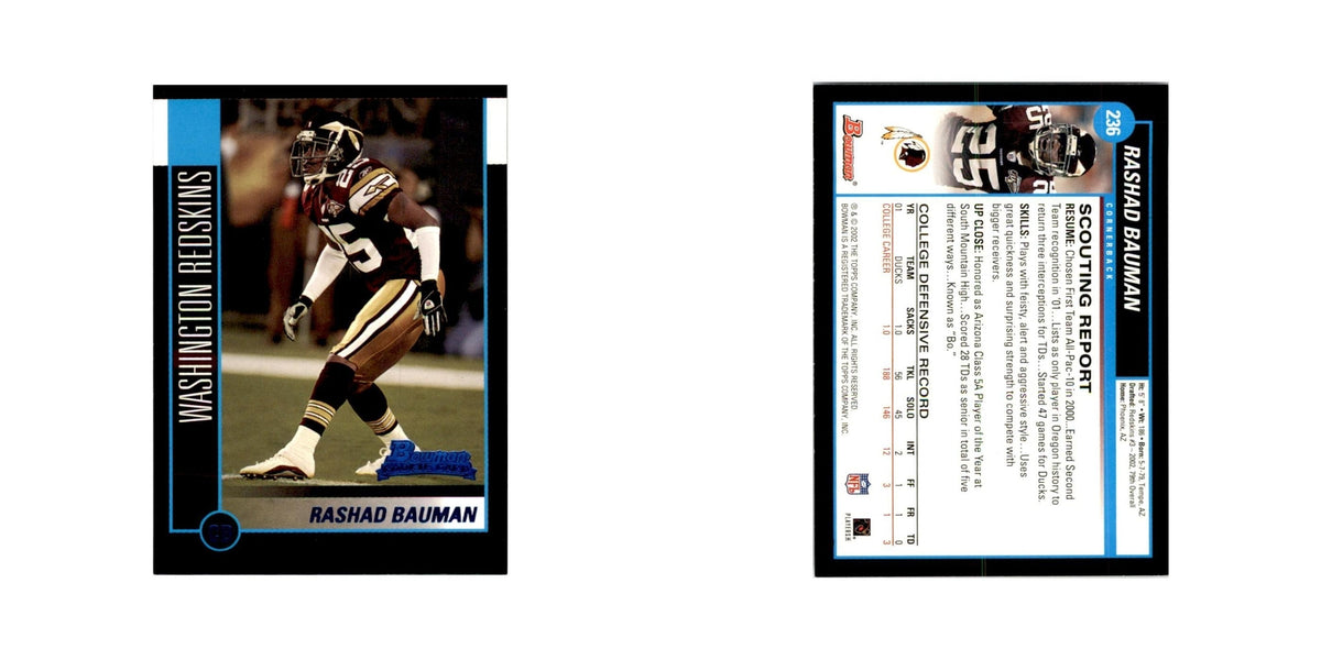 2002 Bowman Rashad Bauman RC Football Cards #236