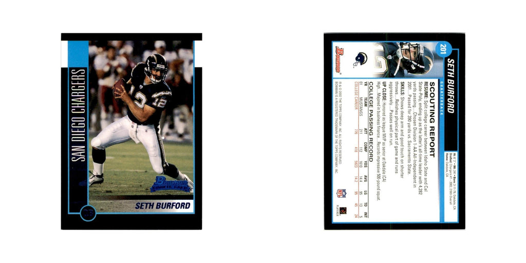 2002 Bowman Seth Burford RC Football Cards #201