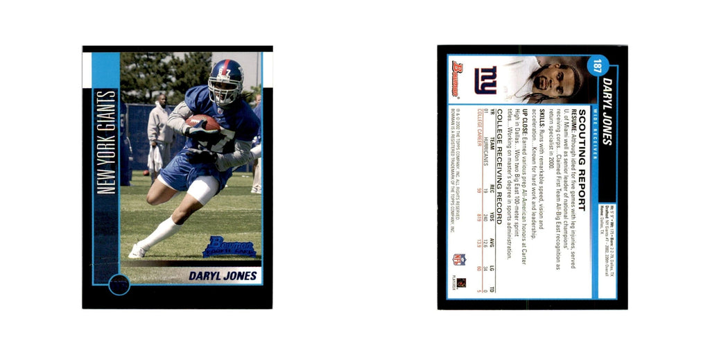 2002 Bowman Daryl Jones RC Football Cards #187
