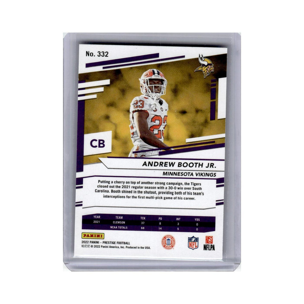 Andrew Booth Jr. Rookie 2022 Panini Prestige #332 Minnesota Vikings NM