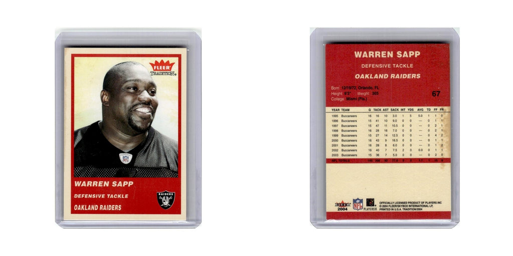Warren Sapp 2004 Fleer Tradition #67 Oakland Raiders Football Card NM