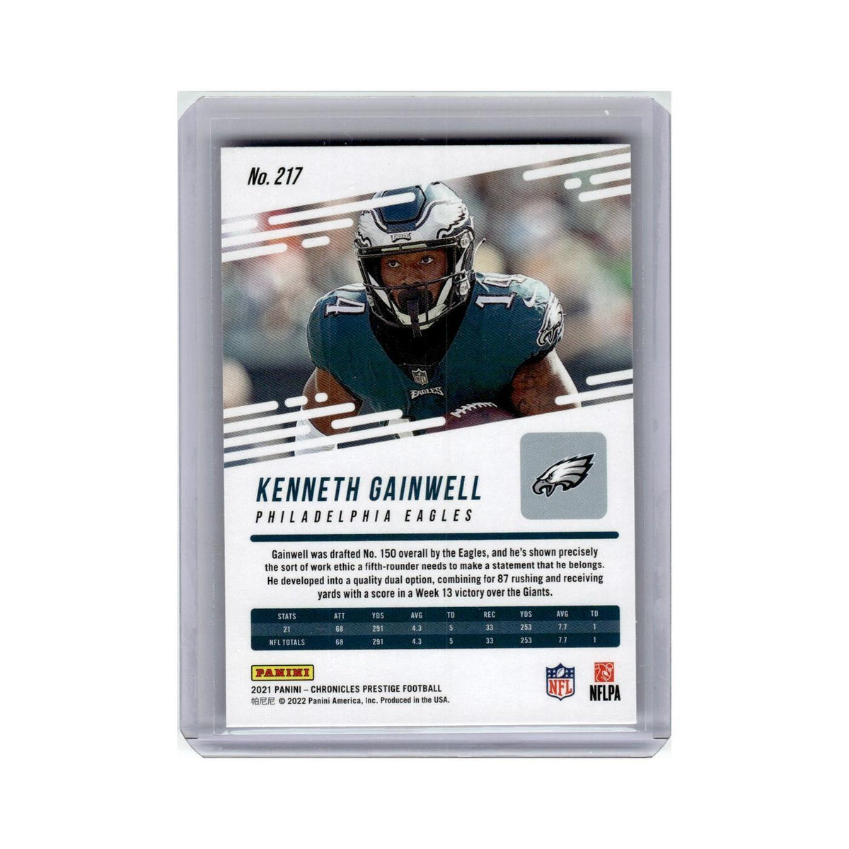 Kenneth Gainwell Rookie 2021 Panini Chronicles Prestige #217 Eagles NM