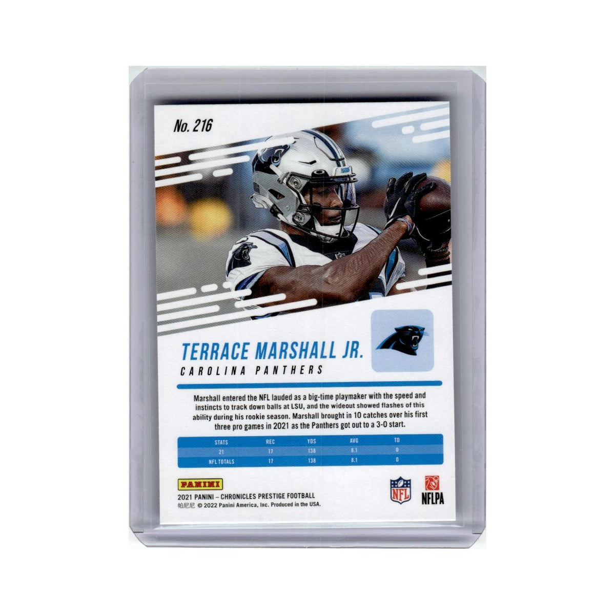Terrace Marshall Jr. Rookie 2021 Panini Chronicles #216 Carolina Panthers NM