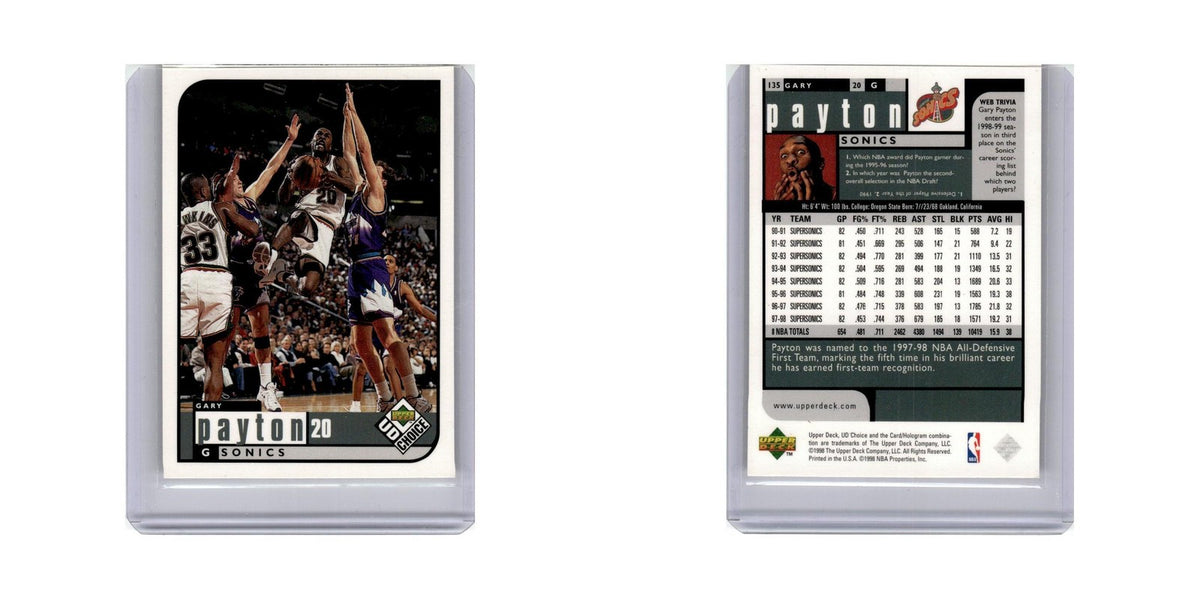 Gary Payton 1998 UD Choice #135 Seattle SuperSonics Basketball Card NM