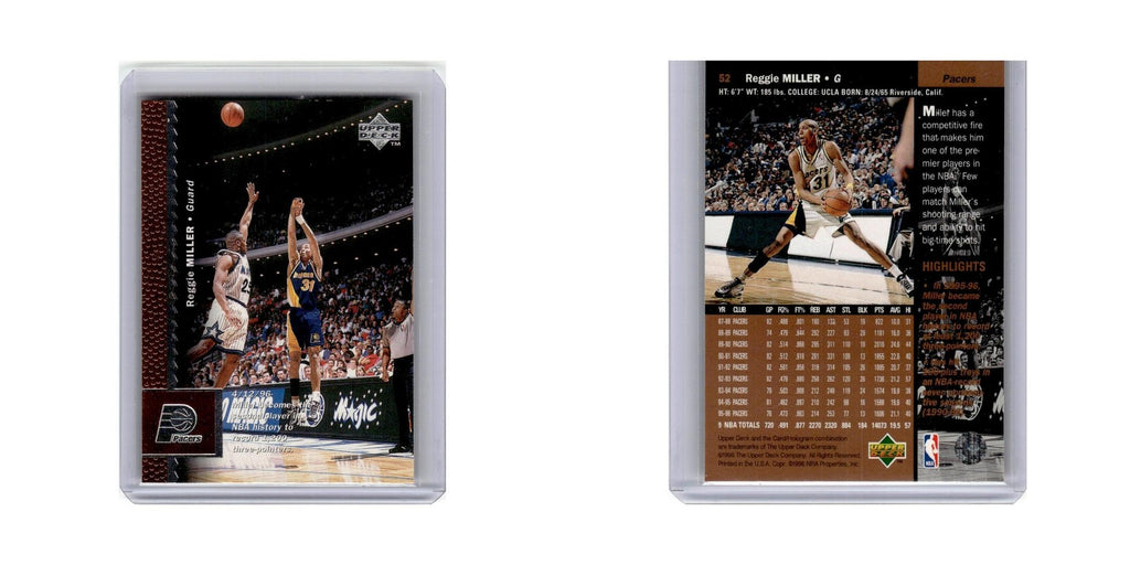 Reggie Miller 1996 Upper Deck #52 Indiana Pacers Basketball Card NM