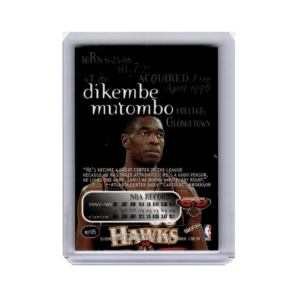 Dikembe Mutombo 1998 Skybox Thunder #95 Atlanta Hawks Basketball Card NM