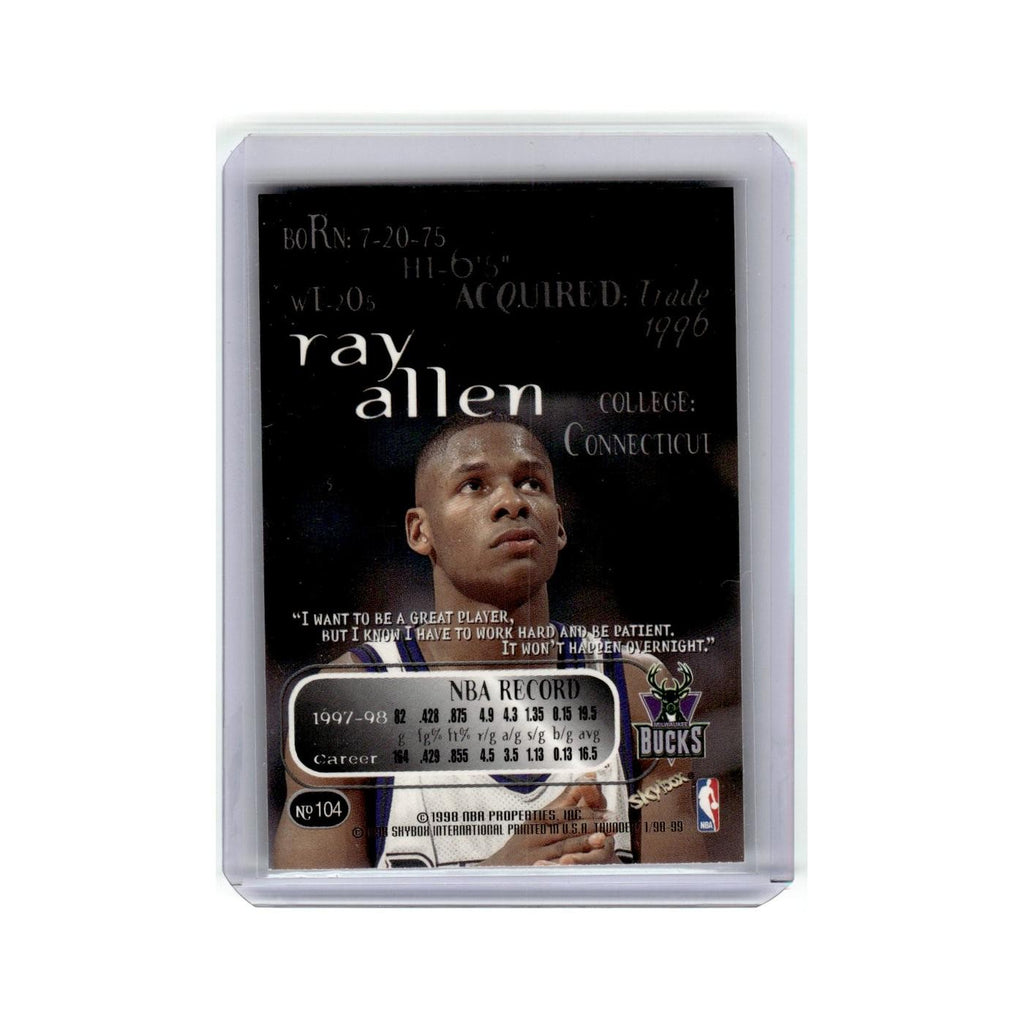 Ray Allen 1998 Skybox Thunder #104 Milwaukee Bucks Basketball Card NM