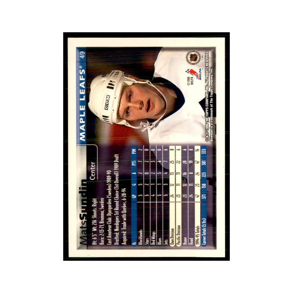 1995 Bowman Mats Sundin Toronto Maple Leafs #49
