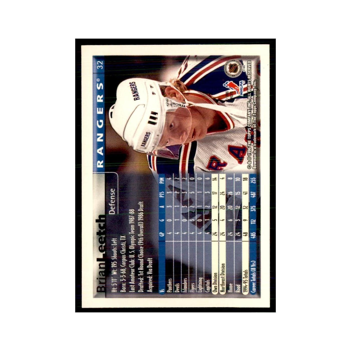 1995 Bowman Brian Leetch New York Rangers #32
