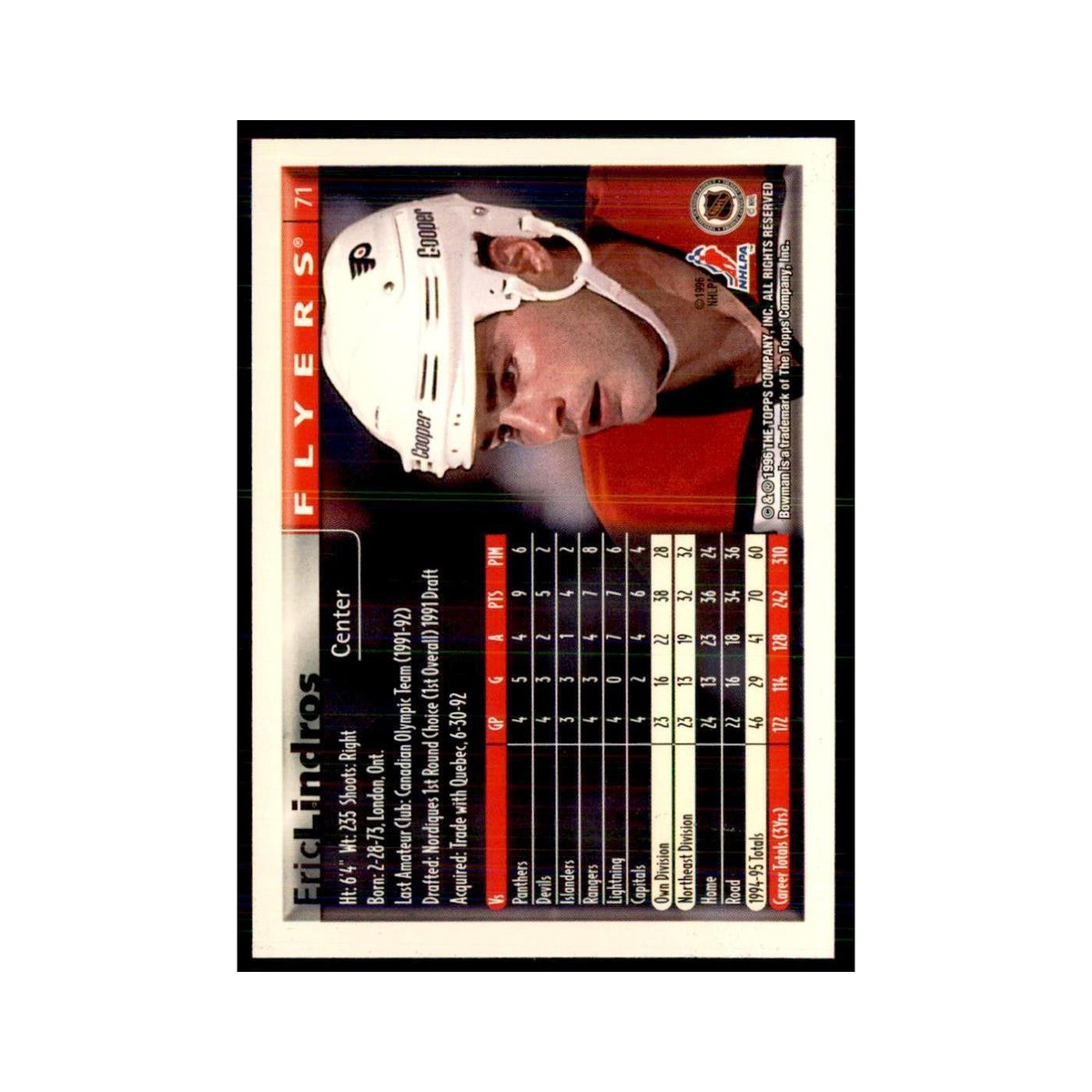 1995 Bowman Eric Lindros Philadelphia Flyers #71