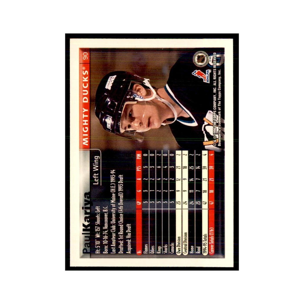1995 Bowman Paul Karyia Anaheim Mighty Ducks #90