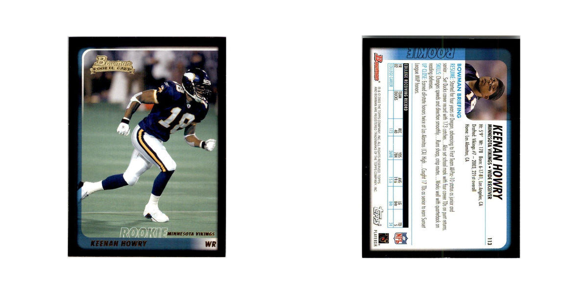 2003 Bowman Keenan Howry RC Football Cards #113