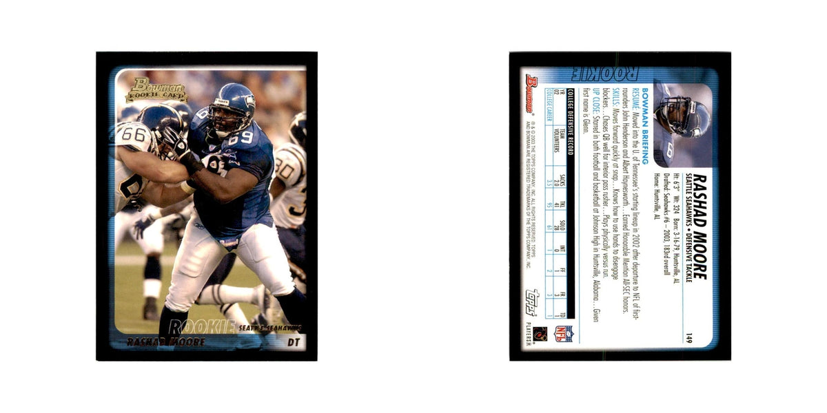 2003 Bowman Rashad Moore RC Football Cards #149