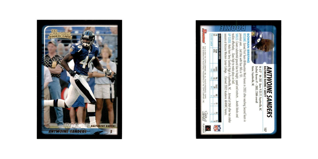 2003 Bowman Antwoine Sanders RC Football Cards #157