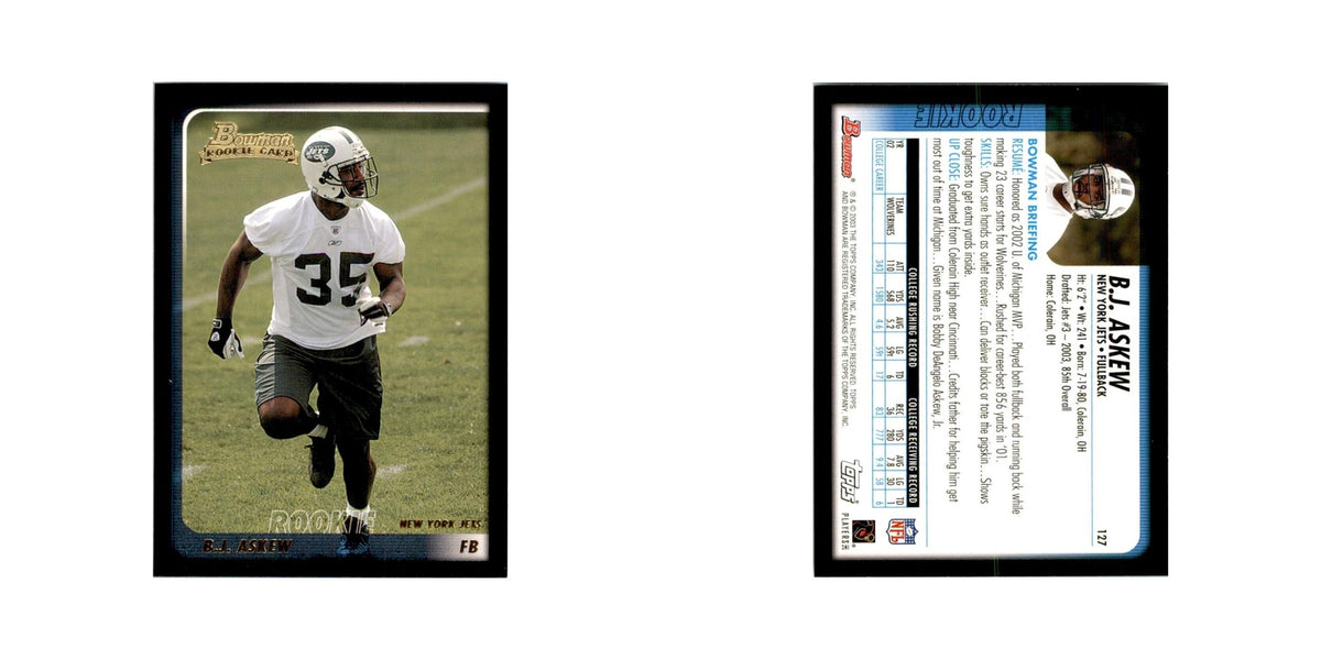 2003 Bowman B.J. Askew RC Football Cards #127