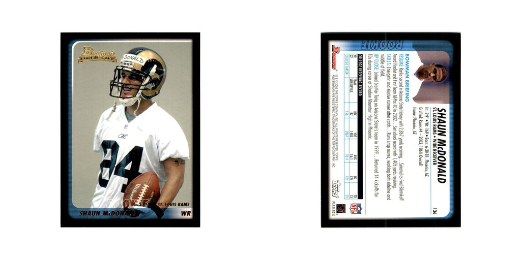 2003 Bowman Shaun McDonald Football Cards #136