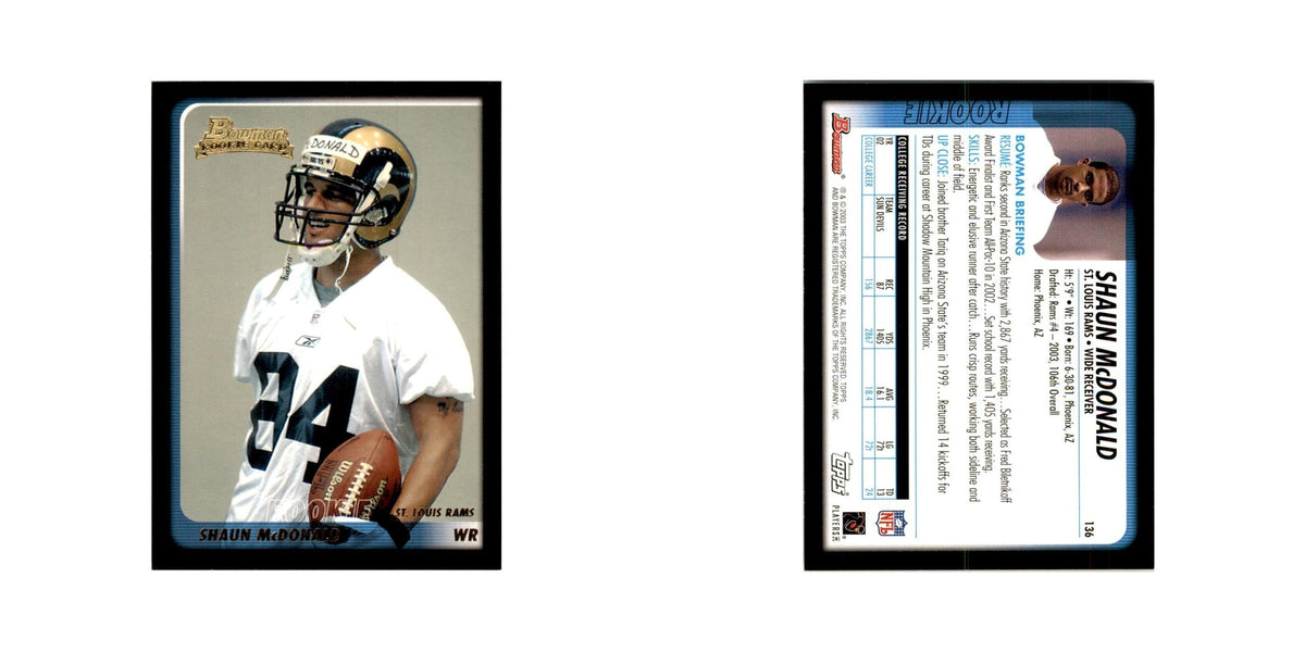 2003 Bowman Shaun McDonald Football Cards #136