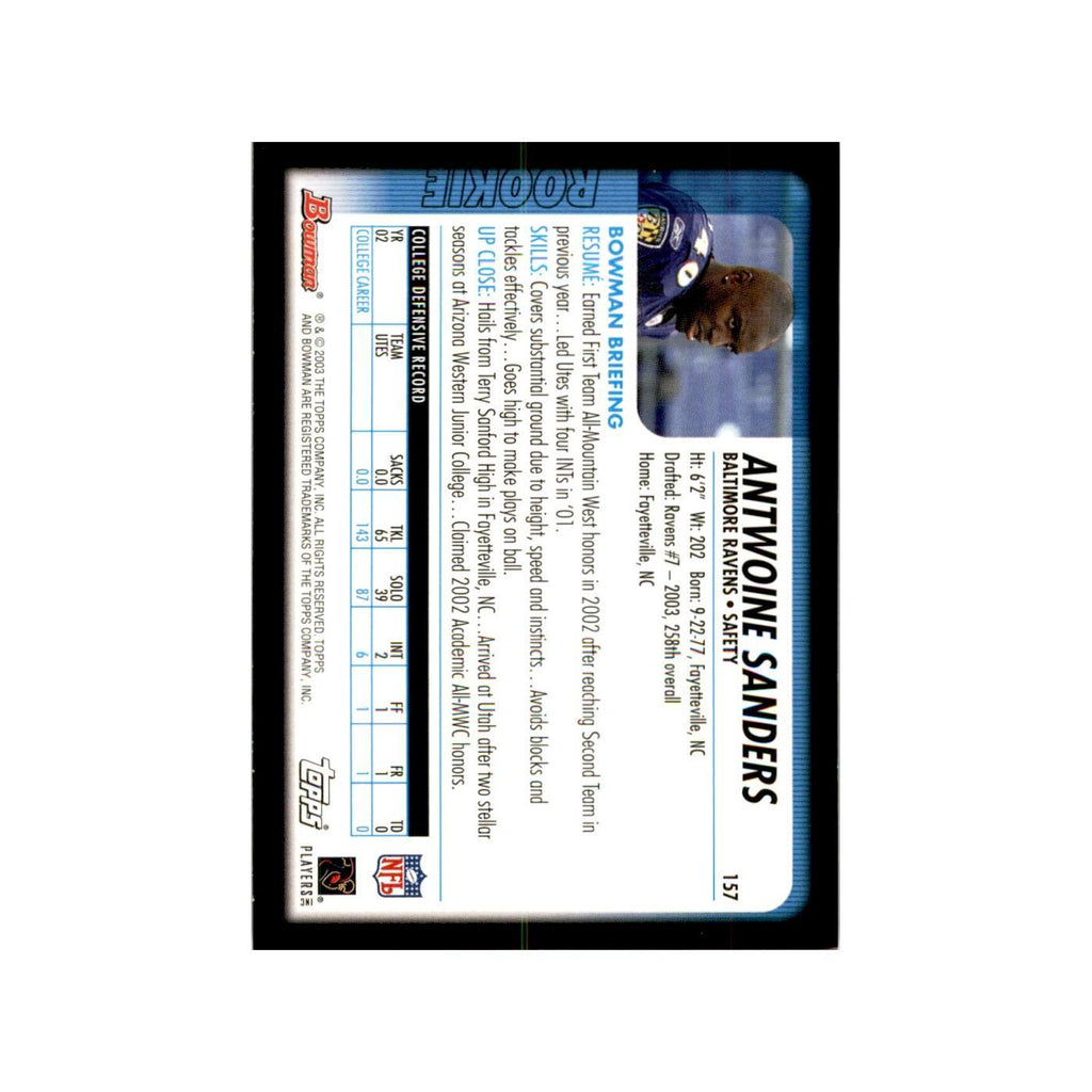 2003 Bowman Antwoine Sanders RC Football Cards #157