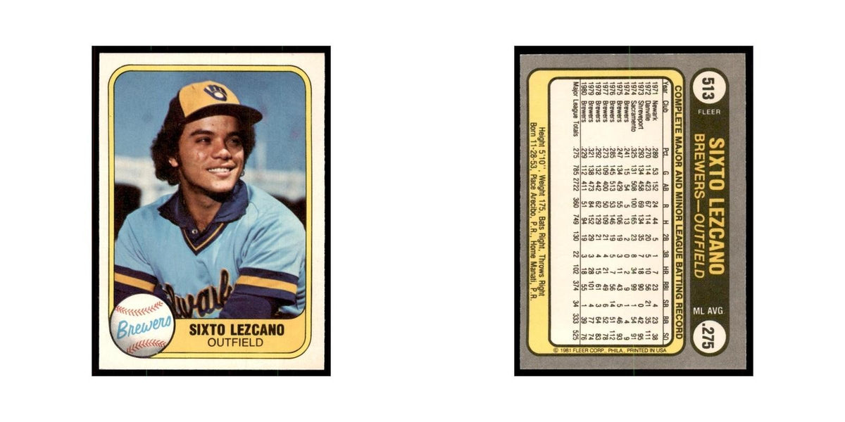 1981 Fleer Sixto Lezcano Baseball Cards #513