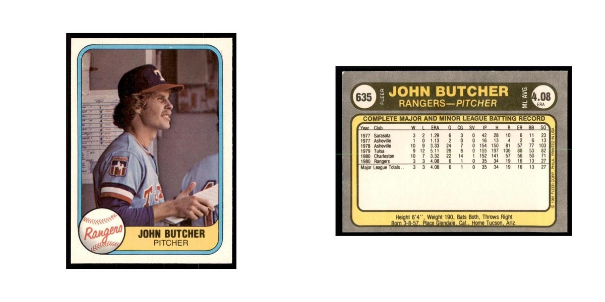 1981 Fleer John Butcher Baseball Cards #635