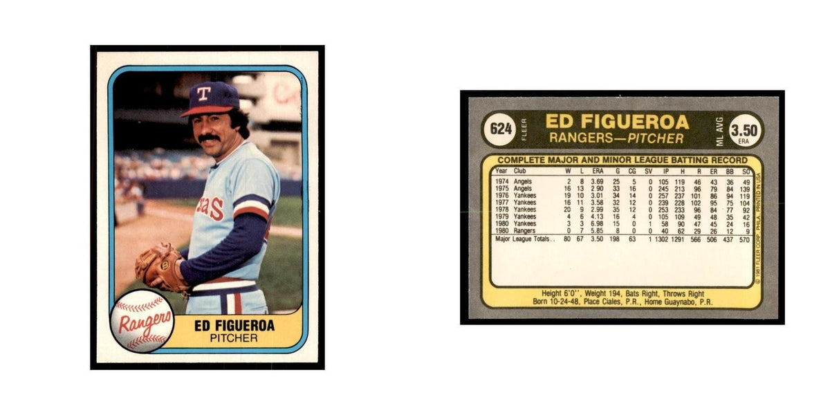 1981 Fleer Ed Figueroa Baseball Cards #624