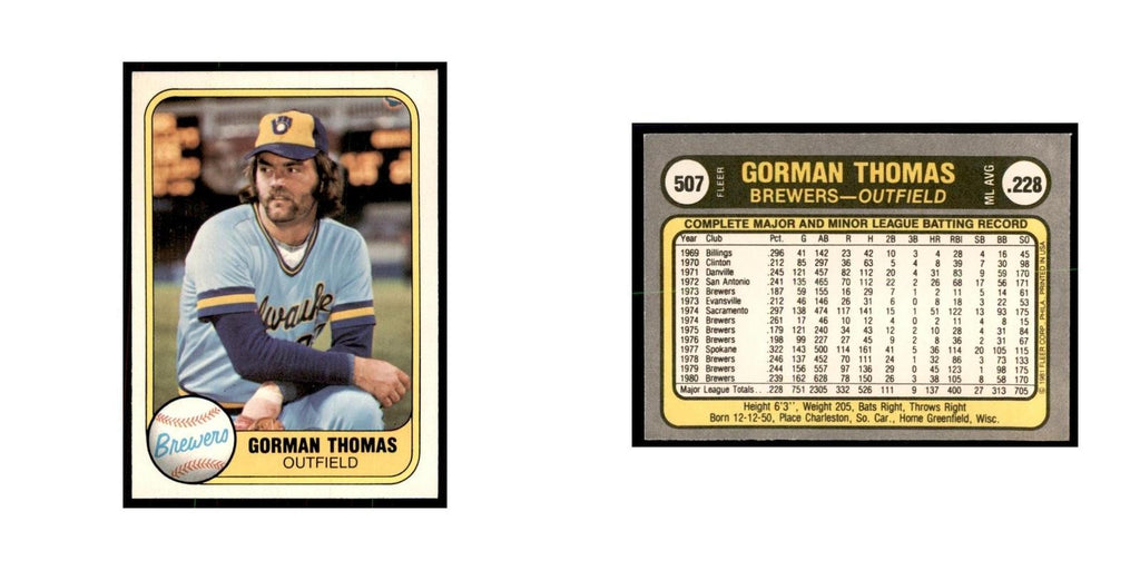 1981 Fleer Gorman Thomas Baseball Cards #507