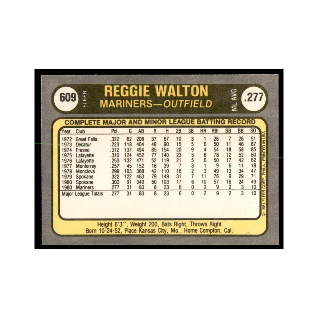 1981 Fleer Reggie Walton Baseball Cards #609