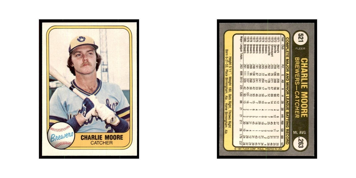 1981 Fleer Charlie Moore Baseball Cards #521
