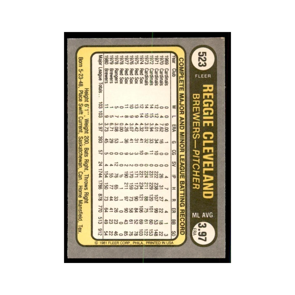 1981 Fleer Reggie Cleveland Baseball Cards #523