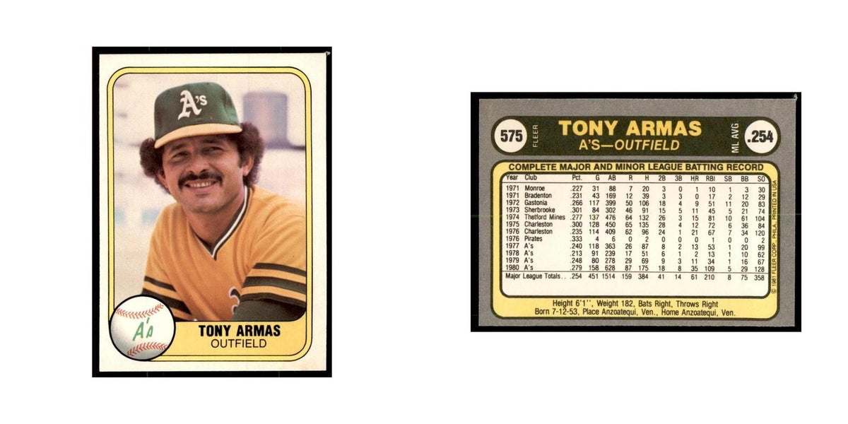 1981 Fleer Tony Armas Baseball Cards #575