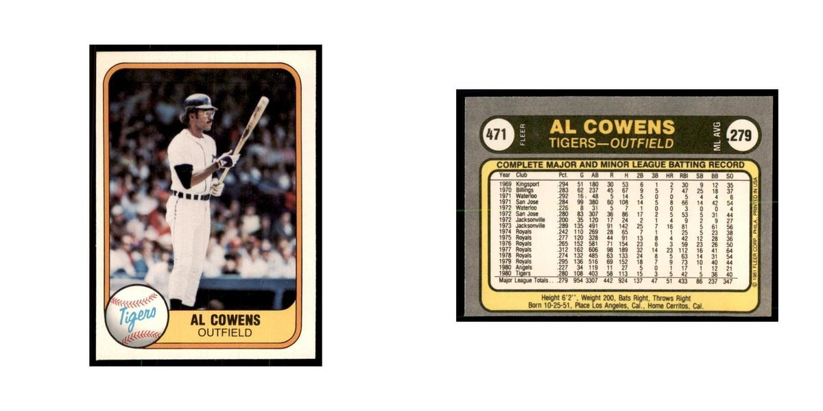 1981 Fleer Al Cowens Baseball Cards #471