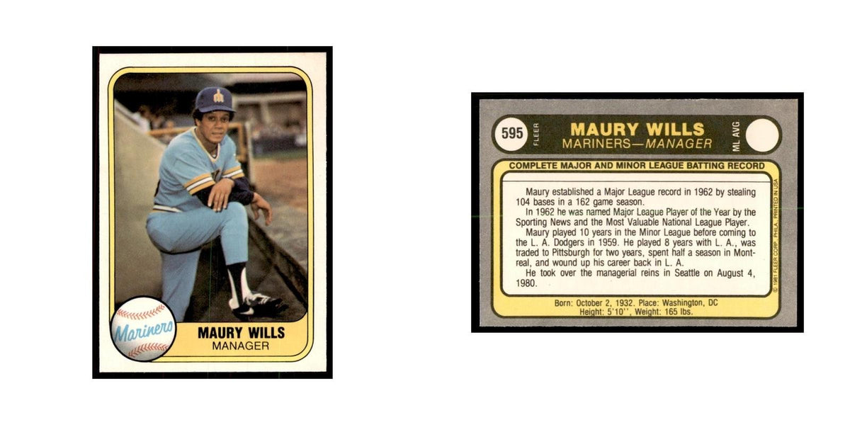 1981 Fleer Maury Wills Baseball Cards #595