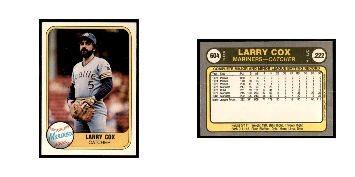 1981 Fleer Larry Cox Baseball Cards #604