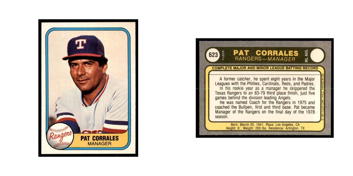 1981 Fleer Pat Corrales Baseball Cards #623