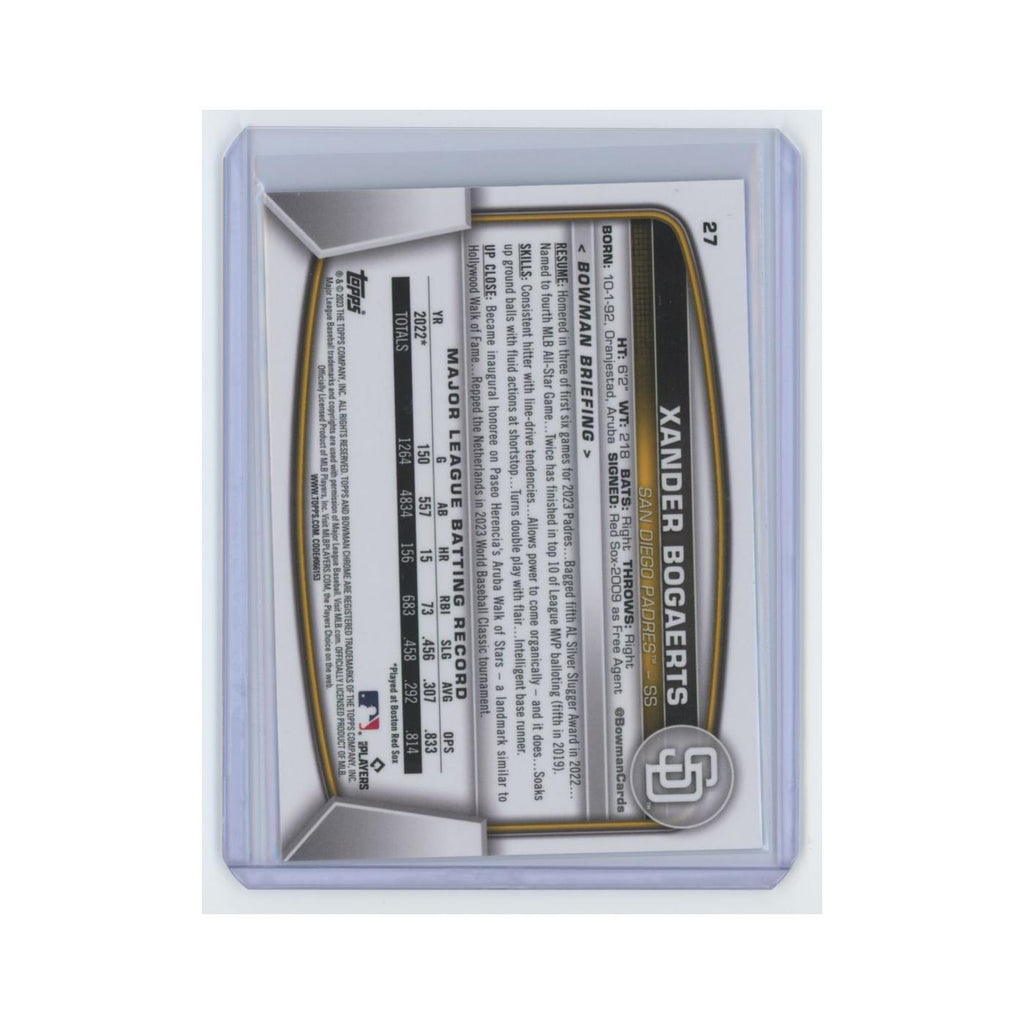 Xander Bogaerts 2023 Bowman Chrome #27 San Diego Padres Baseball Card NM