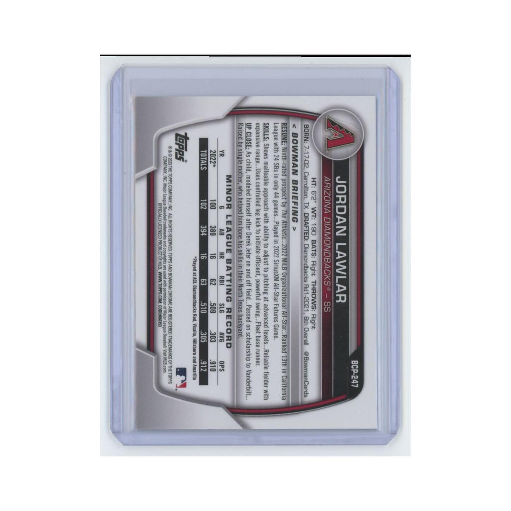 Jordan Lawlar 2023 Bowman Chrome Prospects #BCP-247 Arizona Diamondbacks NM