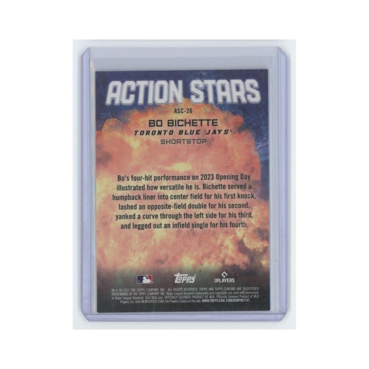 Bo Bichette 2023 Topps Chrome Action Stars #ASC-26 Toronto Blue Jays NM
