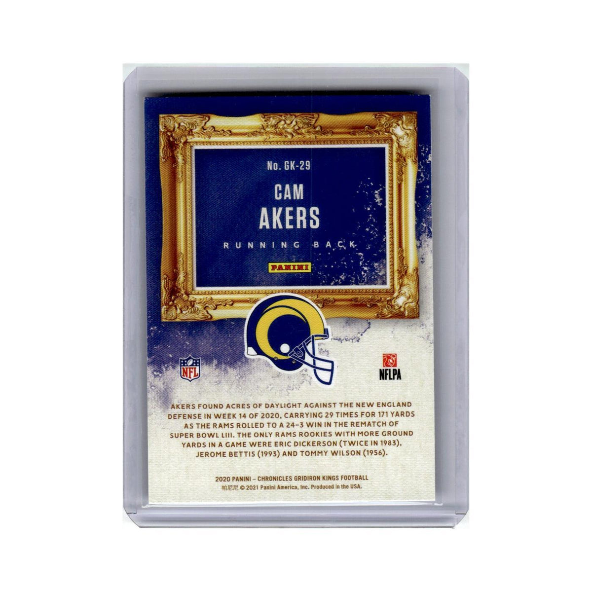 Cam Akers Rookie 2020 Panini Chronicles Gridiron Kings #GK-29 Rams NM