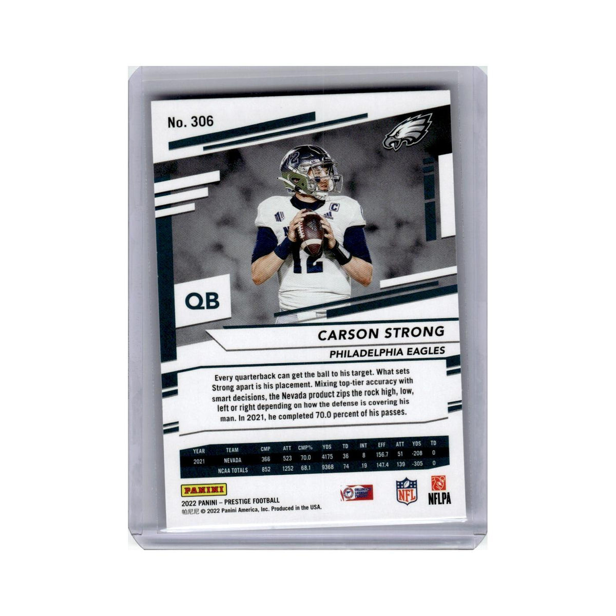 Carson Strong Rookie 2022 Panini Prestige #306 Philadelphia Eagles NM
