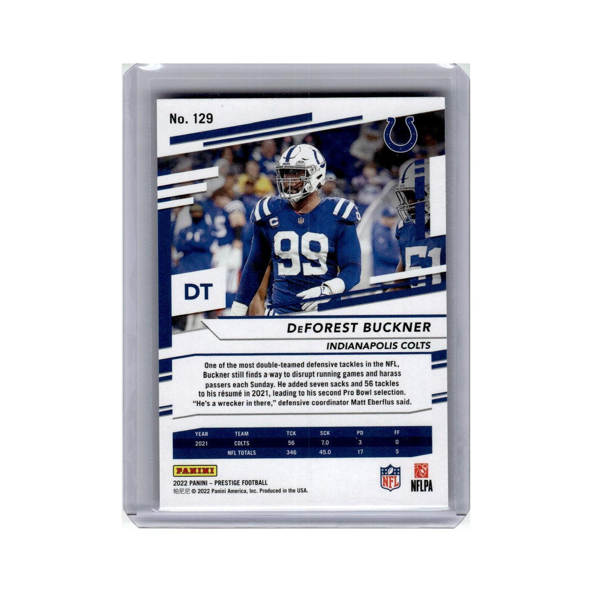 DeForest Buckner 2022 Panini Prestige Xtra Points #129 Indianapolis Colts NM