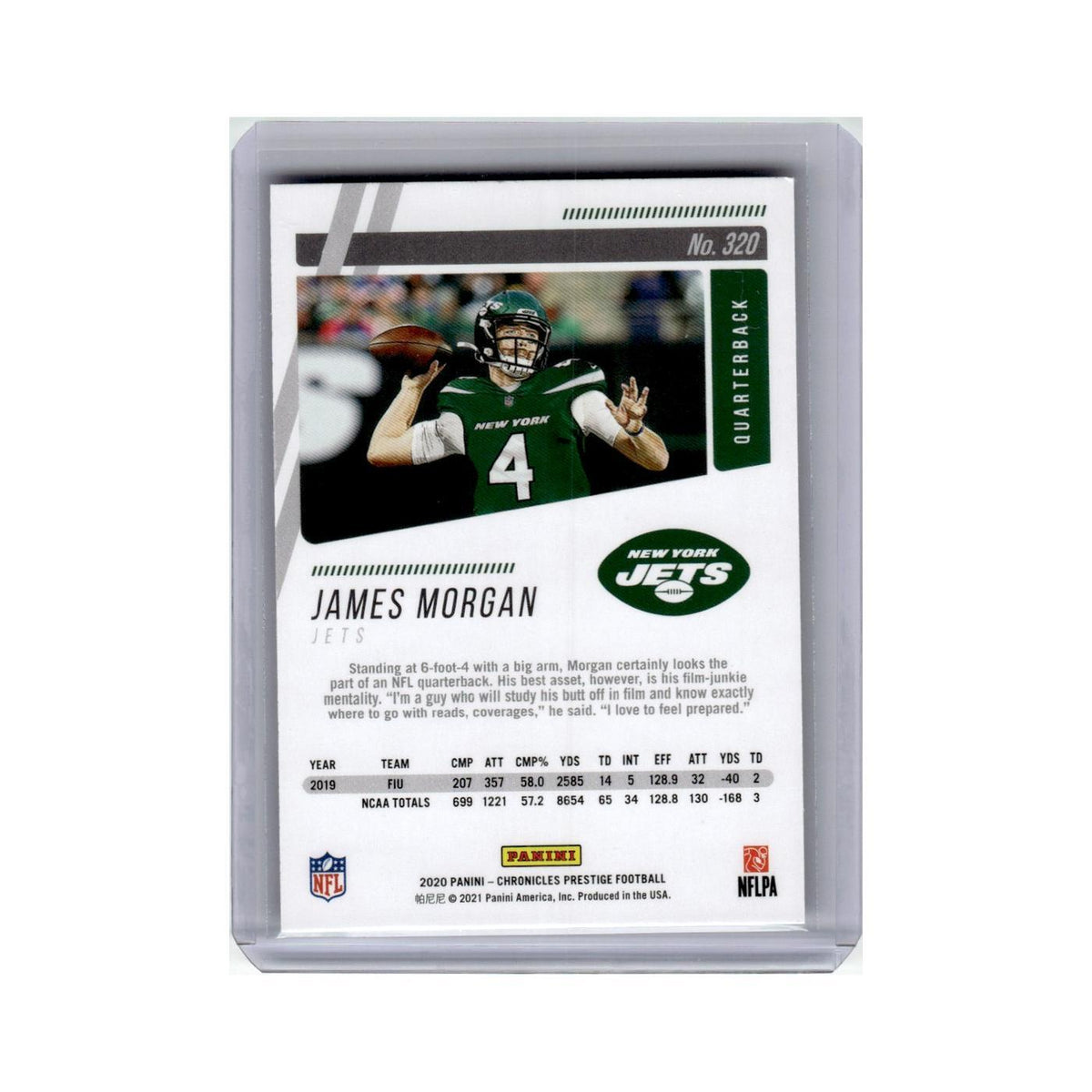 James Morgan Rookie 2020 Panini Chronicles Prestige #320 New York Jets NM