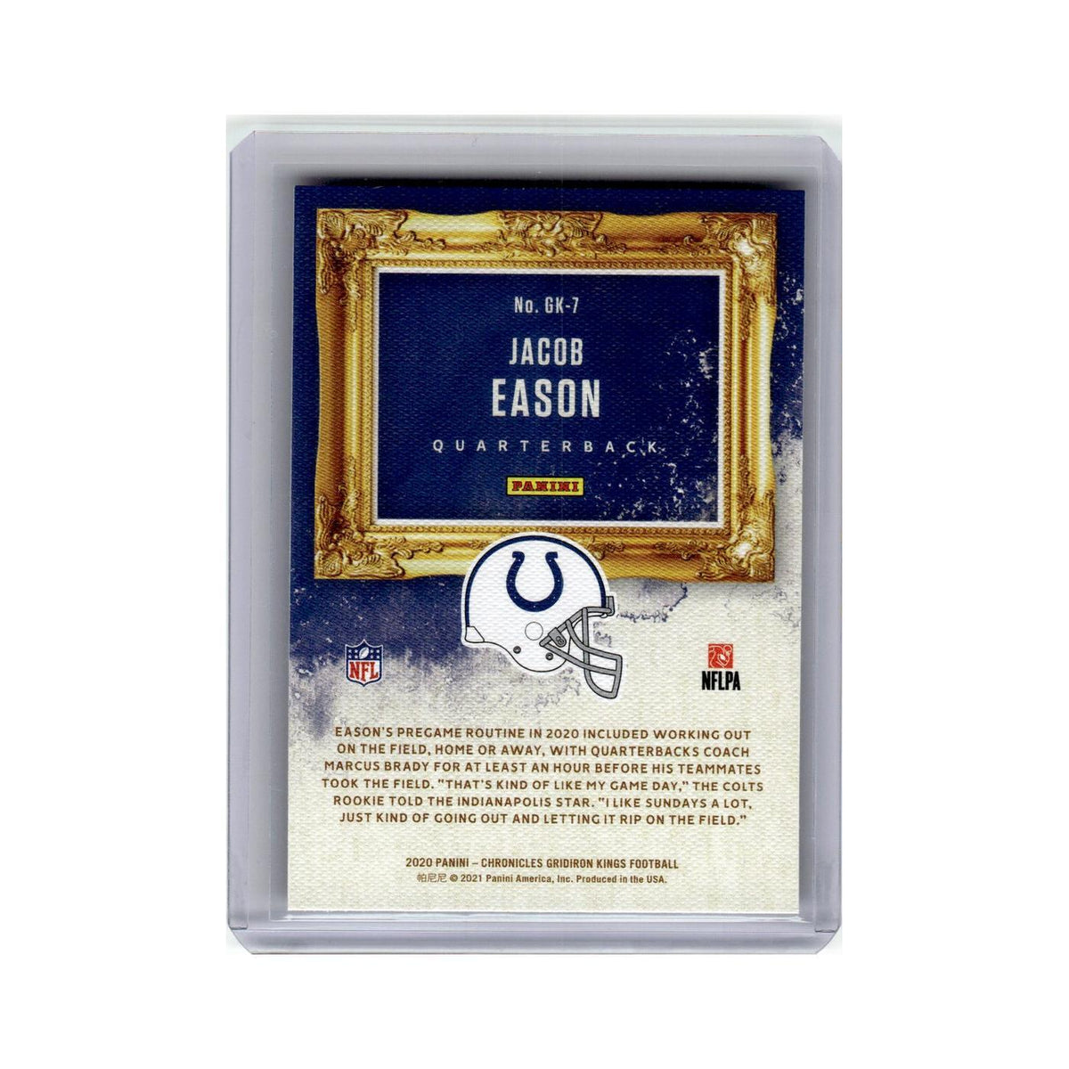Jacob Eason Rookie 2020 Panini Chronicles Gridiron Kings #GK-7 Colts NM