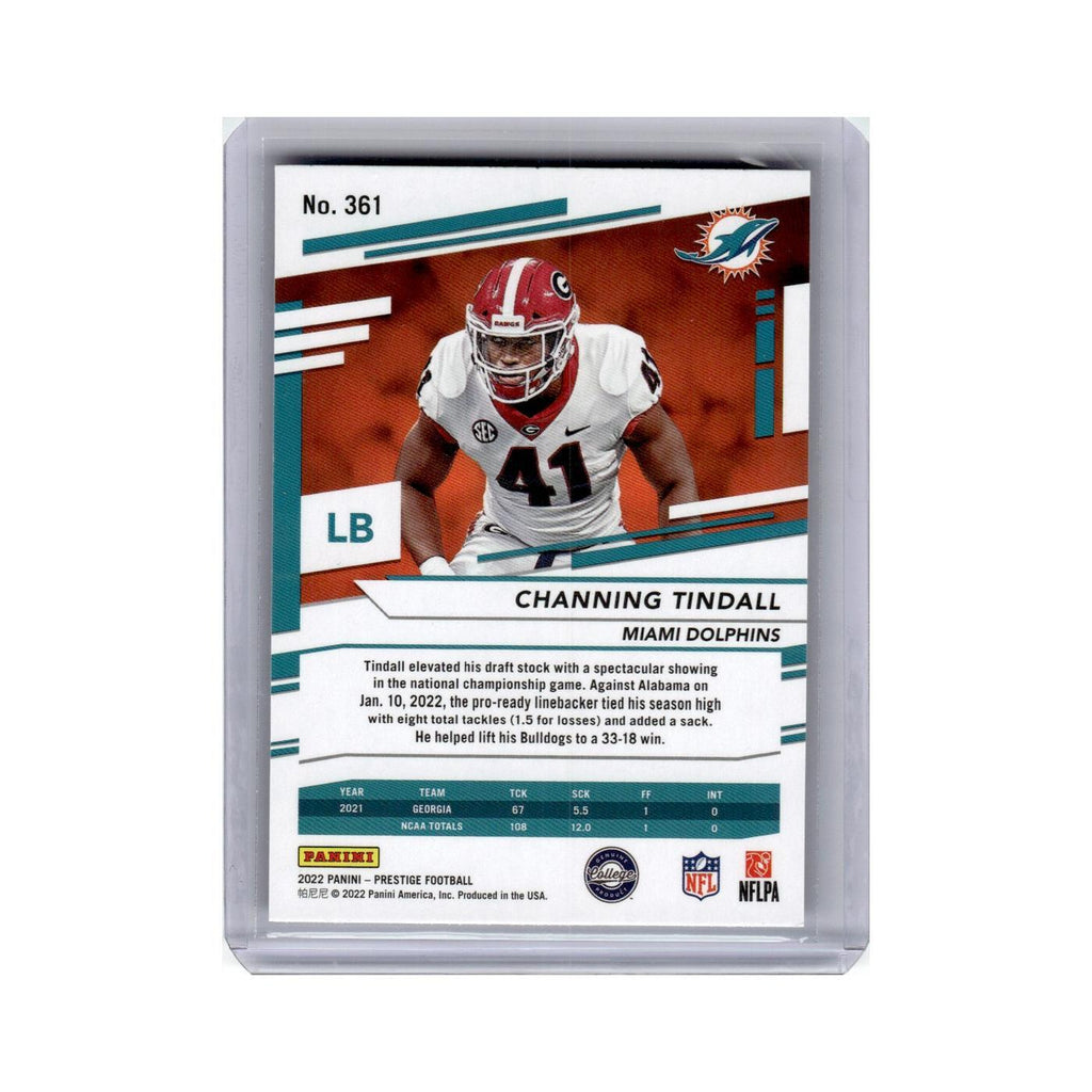 Channing Tindall Rookie 2022 Panini Prestige Xtra Points #361 Miami Dolphins NM