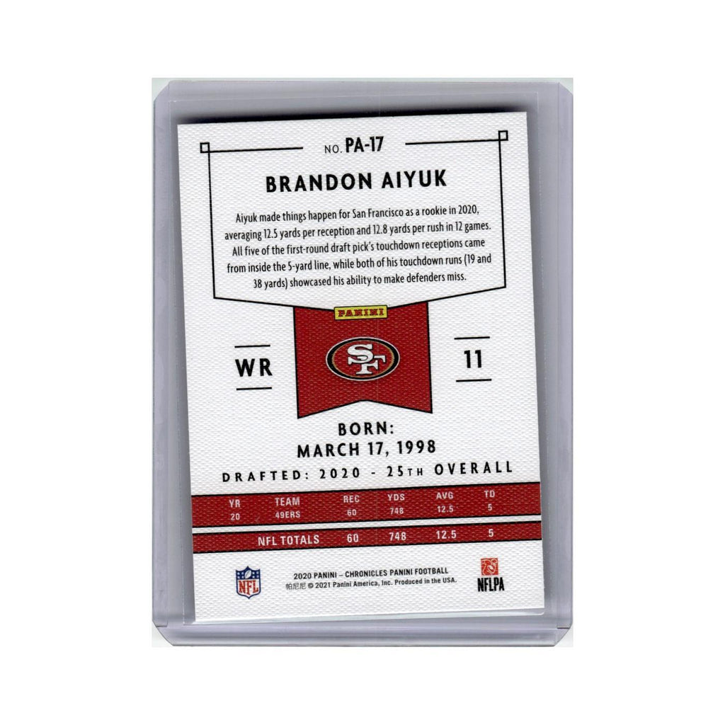 Brandon Aiyuk Rookie 2020 Panini Chronicles #PA-17 San Francisco 49ers NM