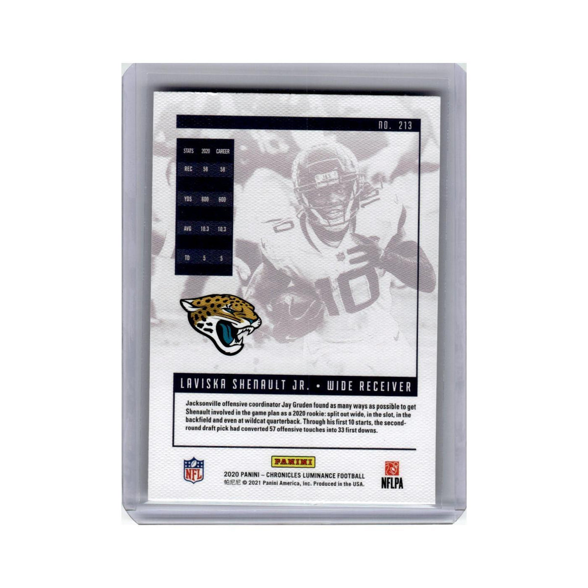 Lavishka Shenault Jr Rookie 2020 Panini Chronicles Luminance #213 Jaguars NM