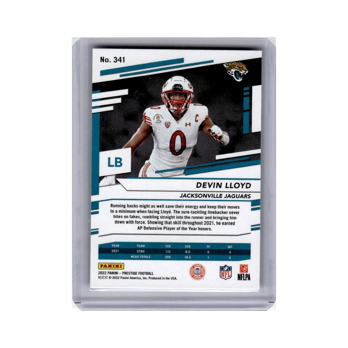 Devin Lloyd Rookie 2022 Panini Prestige #341 Jacksonville Jaguars NM