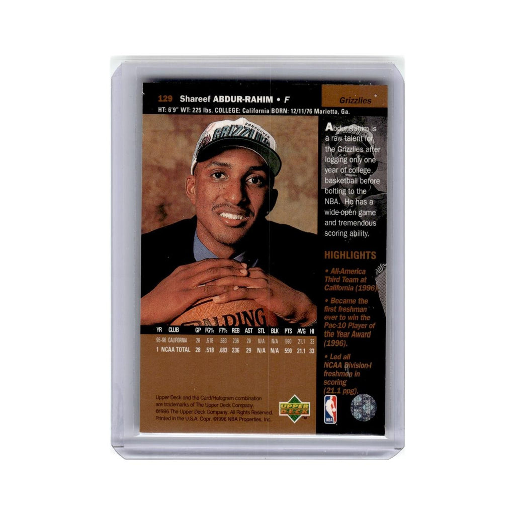 Shareef Abdur-Rahim 1996 Upper Deck #129 Vancouver Grizzlies Basketball Card NM