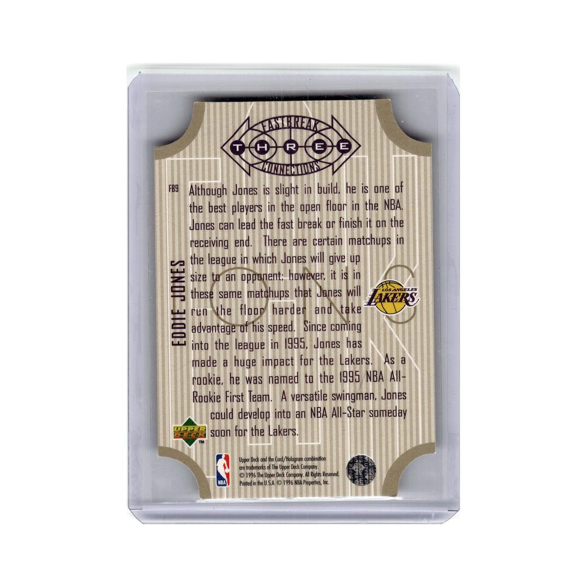 Eddie Jones 1996 Upper Deck Fastbreak #FB9 Los Angeles Lakers Basketball Card NM